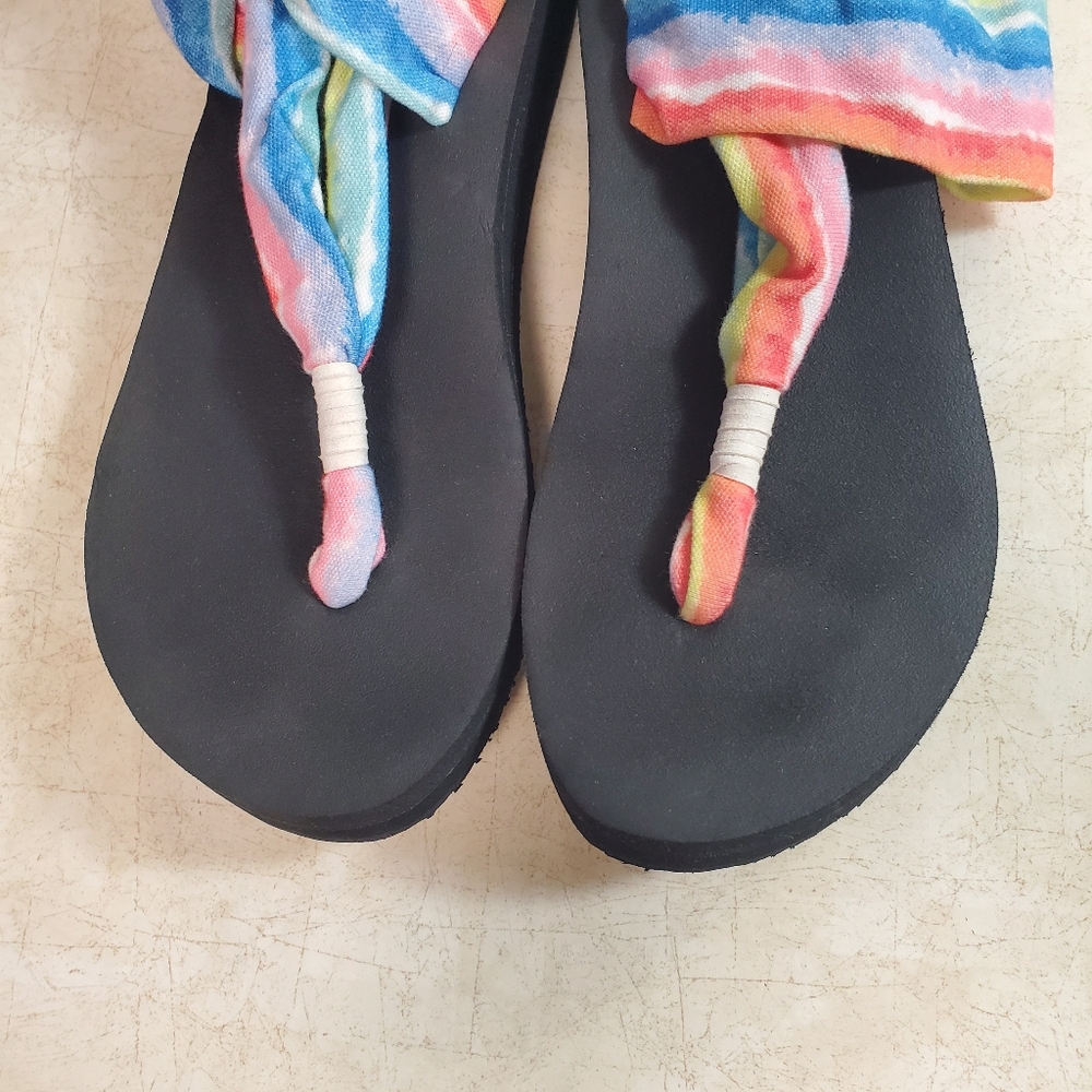 Sanuk Sling Platform Sandal Rainbow Size 9 NEW Tie Dye - Picture 8 of 12